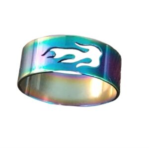 Men flame cut out ring stainless steel
